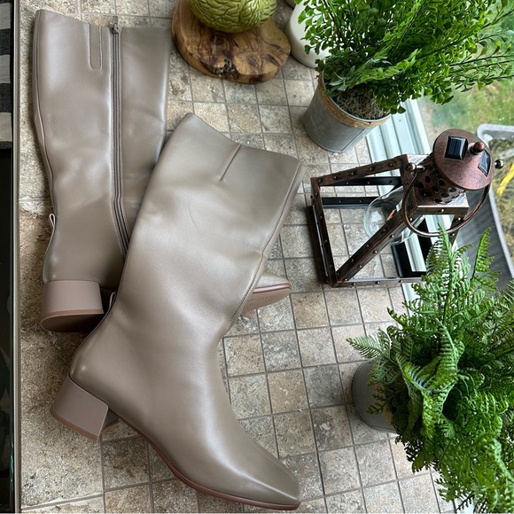 7or9 BOOT milk coffee KNEE HIGH women’s boot size 8 KHAKI 30mm height SHEEPSKIN - Picture 14 of 16